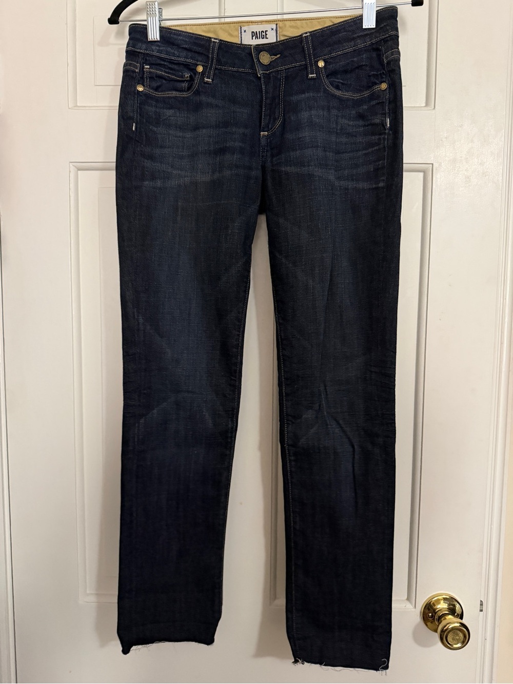 PAIGE Indigo Raw Hem Straight-Leg Women's Jeans